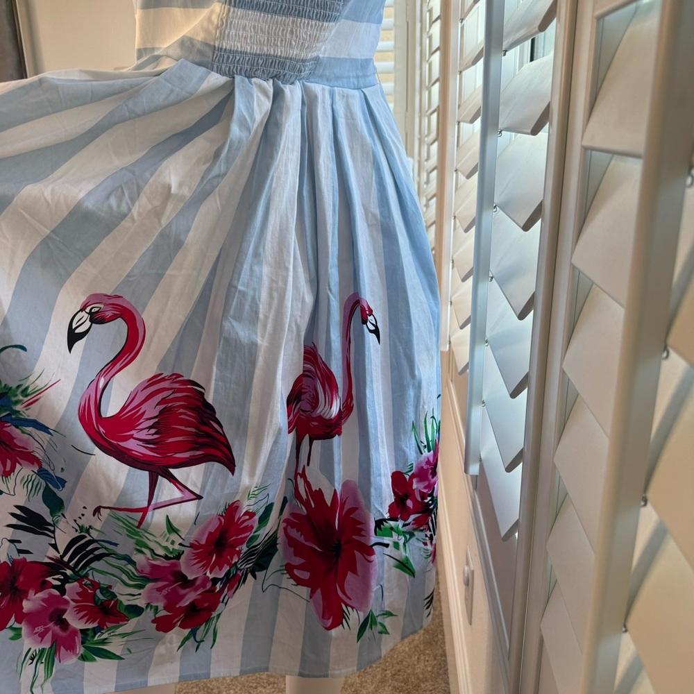 Flamingo Blue and White Striped A-Line Dress - Picture 7 of 7